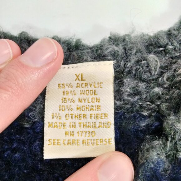 Vintage Y2K Striped Mohair Wool Sweater XL Mod Preppy Twee 60s 70s 90s Boho - Picture 5 of 6